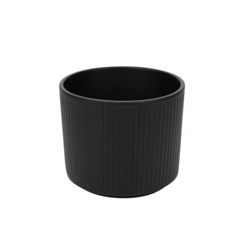 Antracit színű Stripes hengerkaspó 12cm