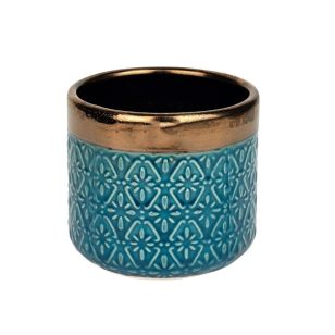 Türkiz-arany színű Marbella hengerkaspó 11,5-17,5cm